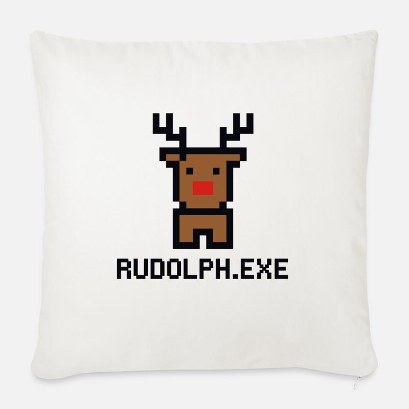 Rudolph.exe Pixel Rentier - Sofakissenbezug 45 x 45 cm - Naturweiß 