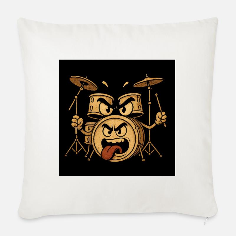 Wütendes Trommelmonster - Sofakissenbezug 45 x 45 cm - Naturweiß 