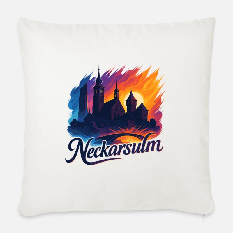 Neckarsulm Stadt Silhouette Neckar Geschenk - Sofakissenbezug 45 x 45 cm - Naturweiß 
