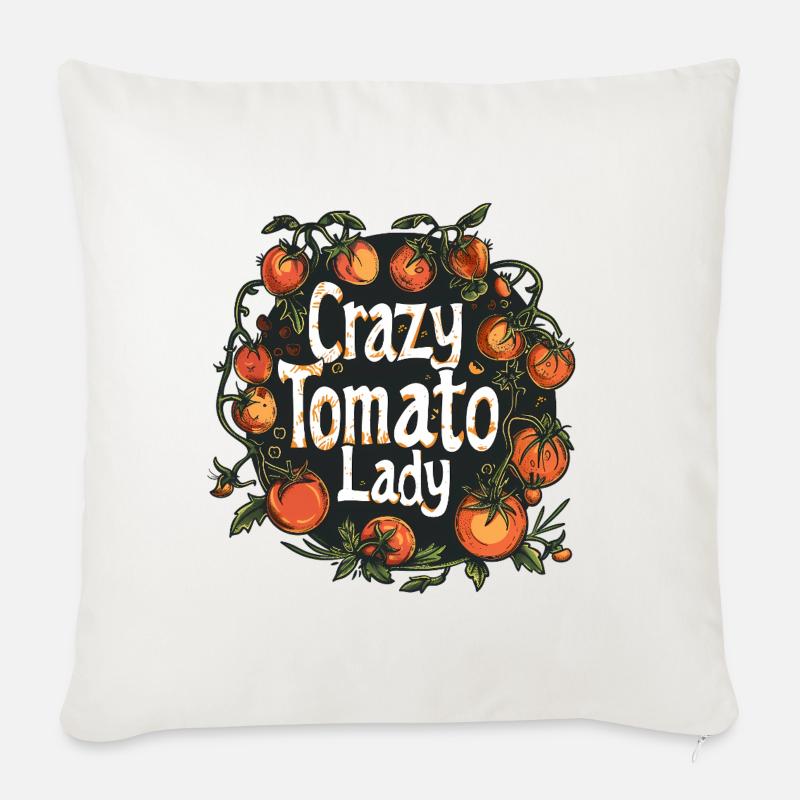 Crazy Tomato Lady – Funny Tomato Growing Design - Sofakissenbezug 45 x 45 cm - Naturweiß 