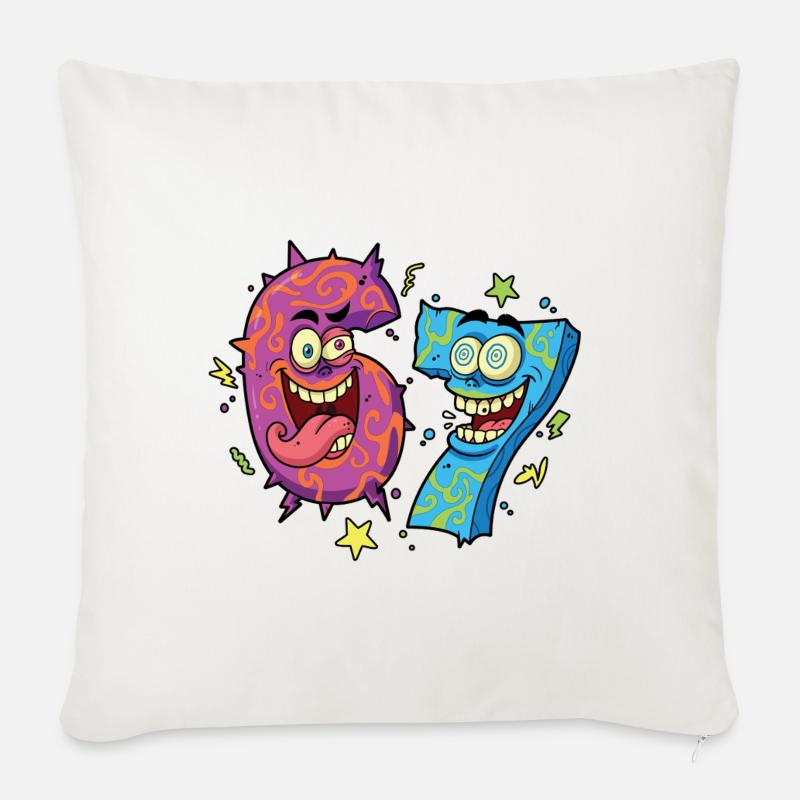 Sechs Sieben Monster - Sofakissenbezug 45 x 45 cm - Naturweiß 