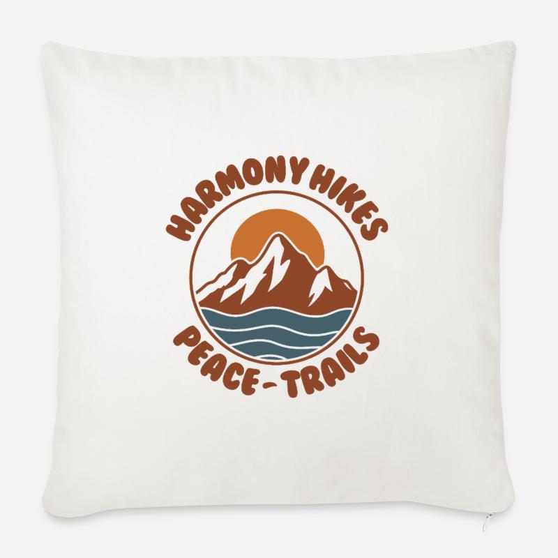 Randonnée harmonieuse Mountain Design Rétro - Housse de coussin décorative 45 x 45 cm - blanc nature