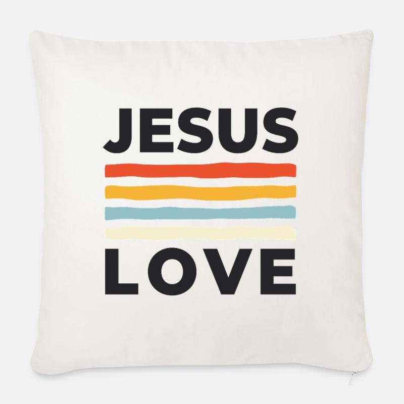 Jesus Love Christliche Nächstenliebe - Sofakissenbezug 45 x 45 cm - Naturweiß 