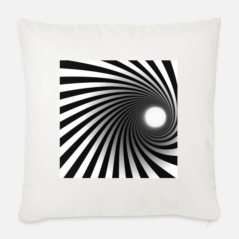 Schwarzer weißer Spiralwirbel - Sofakissenbezug 45 x 45 cm - Naturweiß
