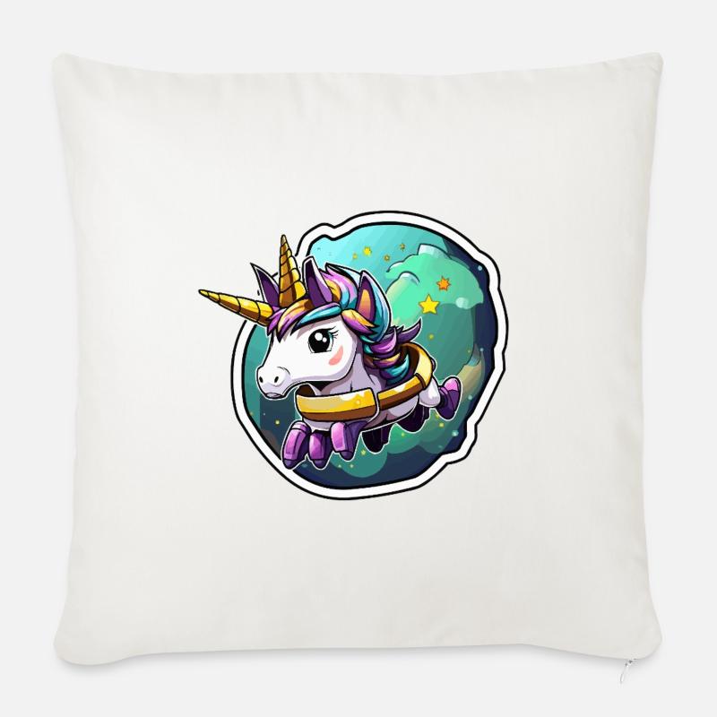 Armure d’Étoile de Licorne Spatiale - Housse de coussin décorative 45 x 45 cm - blanc nature