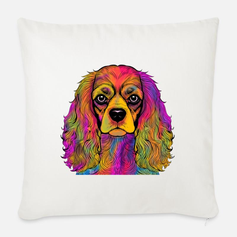Cavalier King Charles Spaniel - Housse de coussin décorative 45 x 45 cm - blanc nature