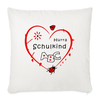 Schulkind mit Marienkäfer - Sofakissenbezug 45 x 45 cm - Naturweiß  - Vorne
