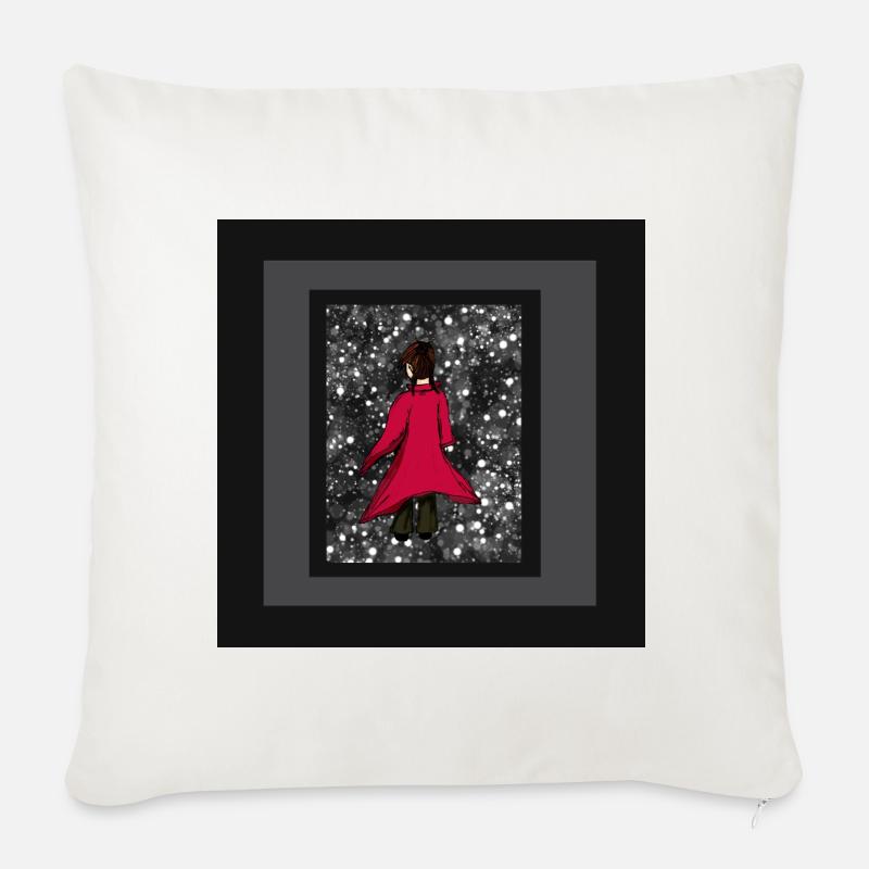 Anime_Roter Mantel  - Sofakissenbezug 45 x 45 cm - Naturweiß 