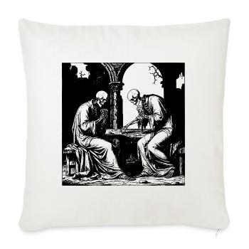 Skeletons play cards - Sofa pillowcase 17,3'' x 17,3'' (45 x 45 cm) - natural white - Front