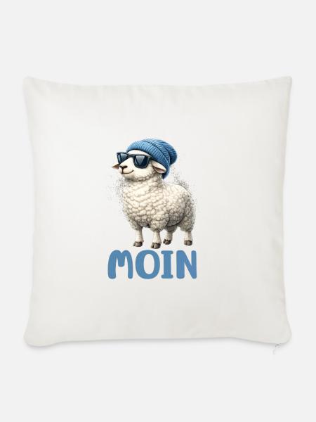 Moin Schaf mit Sonnenbrille - Sofakissenbezug 45 x 45 cm - Naturweiß
