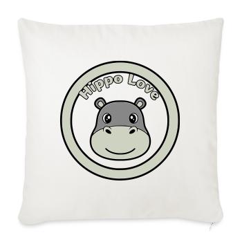 Hippo Love Nilpferd Logo Abzeichen - Sofakissenbezug 45 x 45 cm - Naturweiß  - Vorne