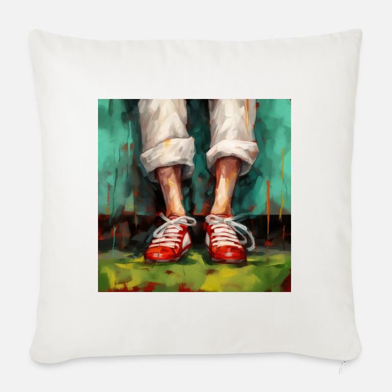 Energie in Rot - Sofakissenbezug 45 x 45 cm - Naturweiß