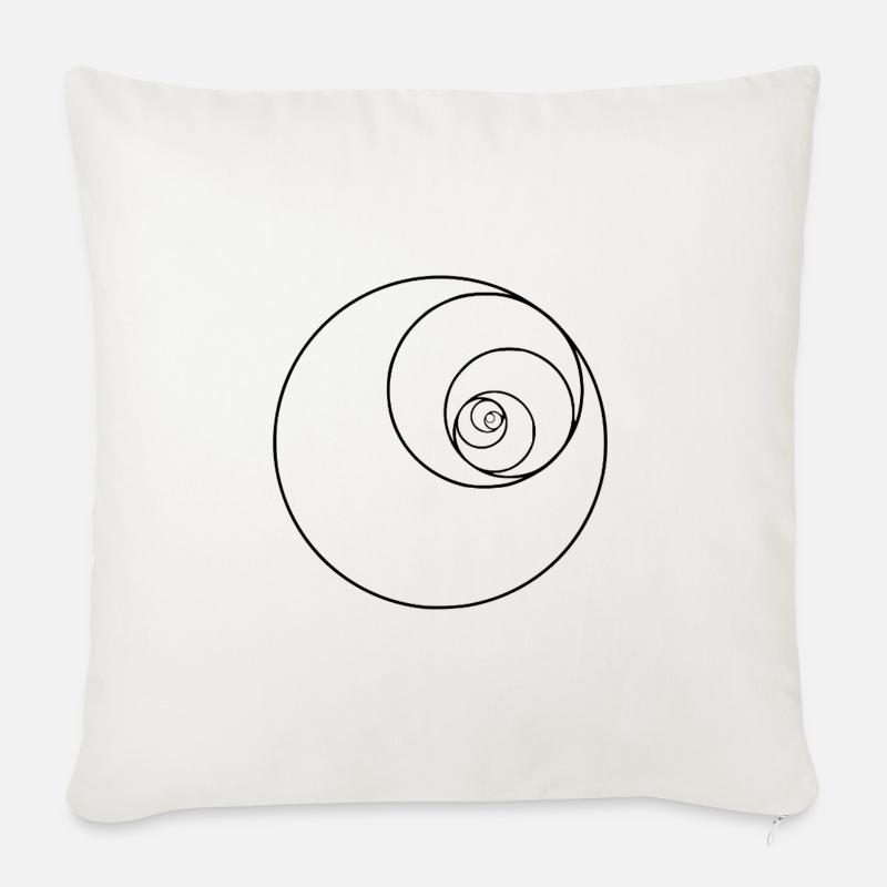 Fibonacci-Spiralkreis - Sofakissenbezug 45 x 45 cm - Naturweiß 