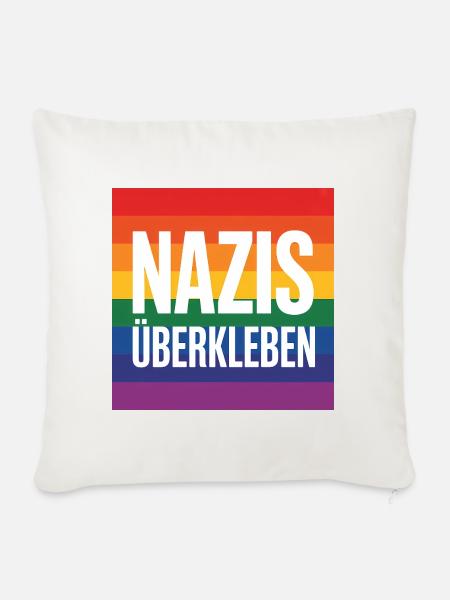 Nazis überkleben - Antifa Tee - Sofakissenbezug 45 x 45 cm - Naturweiß 