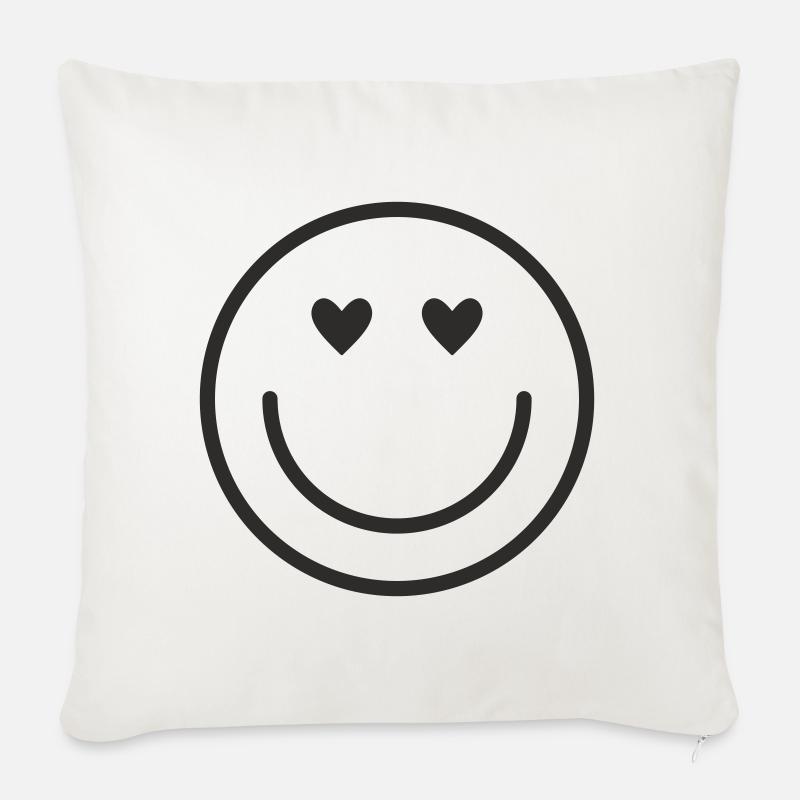 Smiley lachen lächle smile - Sofakissenbezug 45 x 45 cm - Naturweiß 
