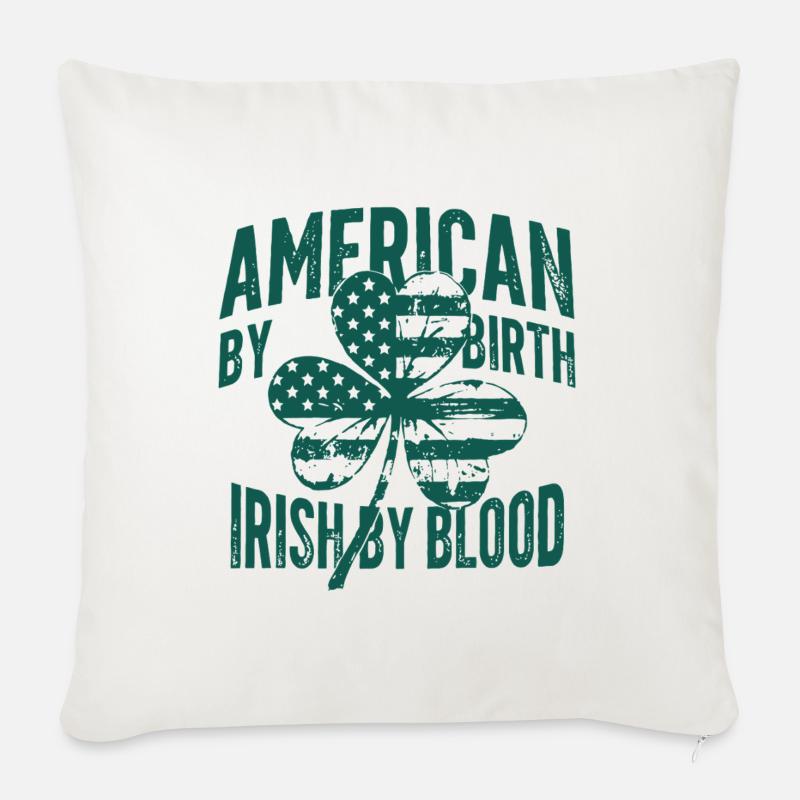 Irlandais de sang, Américain de naissance - Housse de coussin décorative 45 x 45 cm - blanc nature