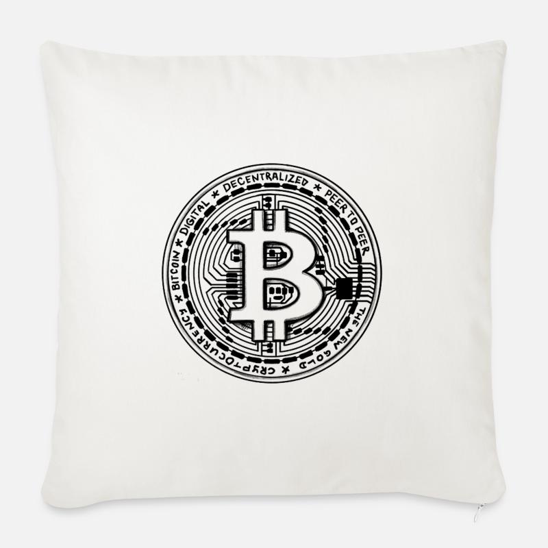 Bitcoin Münze – Krypto Symbol - Illustration - Sofakissenbezug 45 x 45 cm - Naturweiß 