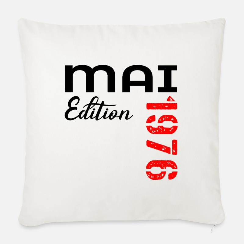 51. Geburtstag Mai 1976 - Sofakissenbezug 45 x 45 cm - Naturweiß 