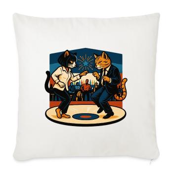 Two Retro Cats Dancing – Vintage Style - Sofa pillowcase 17,3'' x 17,3'' (45 x 45 cm) - natural white - Front