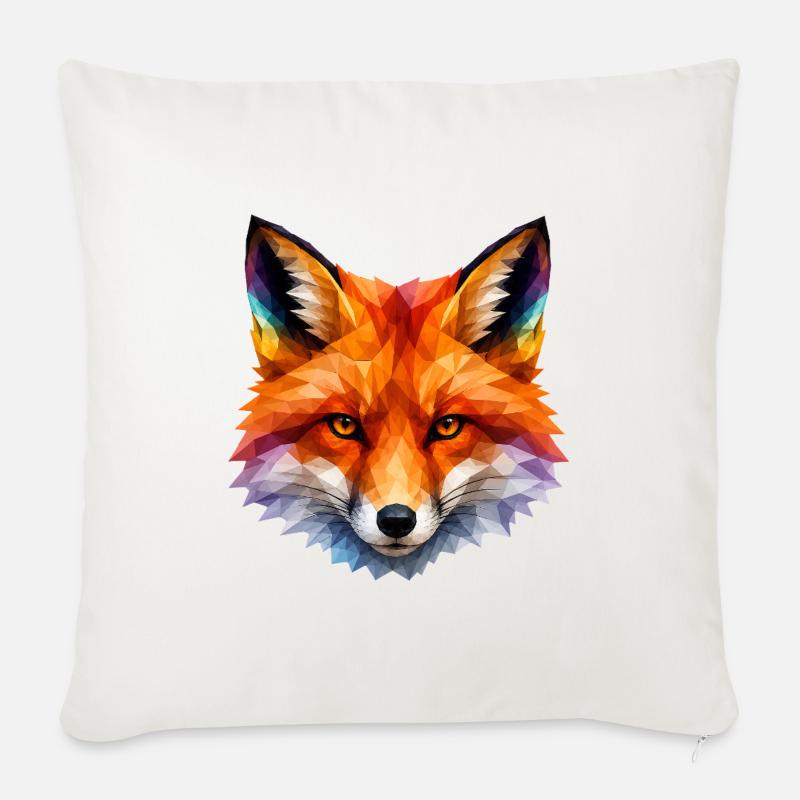 Farbiger Polygonfuchs Kopf - Sofakissenbezug 45 x 45 cm - Naturweiß 