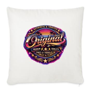 Insigne rétro Neon Synthwave des années 1980 Original 1986 - Housse de coussin décorative 45 x 45 cm - blanc nature - Devant