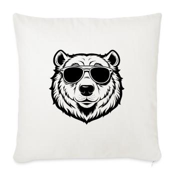 Cooler Eisbär mit Sonnenbrille - Sofakissenbezug 45 x 45 cm - Naturweiß  - Vorne