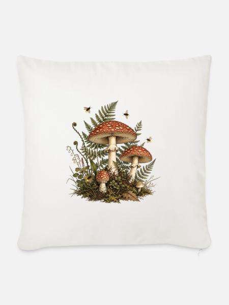 Cottagecore Mushroom Botanical Vintage - Sofakissenbezug 45 x 45 cm - Naturweiß