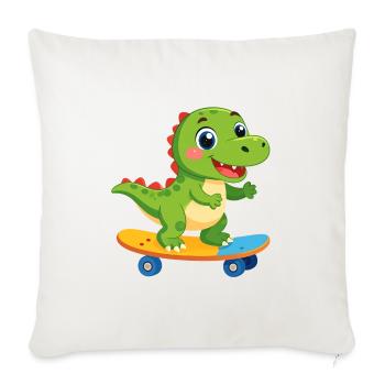 Little Green Dino on Skateboard – Skater Fun - Sofa pillowcase 17,3'' x 17,3'' (45 x 45 cm) - natural white - Front