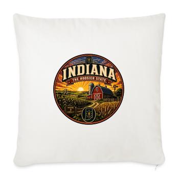 Indiana Das Hoosier State Retro Barn Farm Abzeichen - Sofakissenbezug 45 x 45 cm - Naturweiß  - Vorne