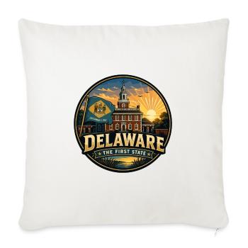 Delaware: Das erste Retro-Kapitol-Flaggenabzeichen des Bundesstaates - Sofakissenbezug 45 x 45 cm - Naturweiß  - Vorne