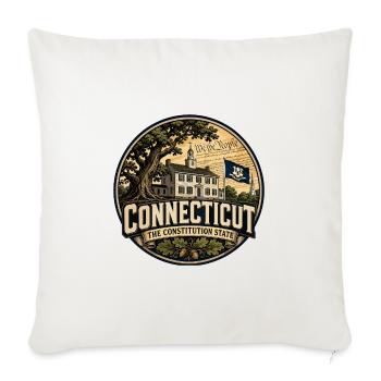 Connecticut Constitution State Retro Oak Abzeichen - Sofakissenbezug 45 x 45 cm - Naturweiß  - Vorne