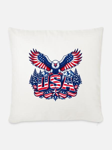 Patriotic Eagle Crest USA - Sofakissenbezug 45 x 45 cm - Naturweiß