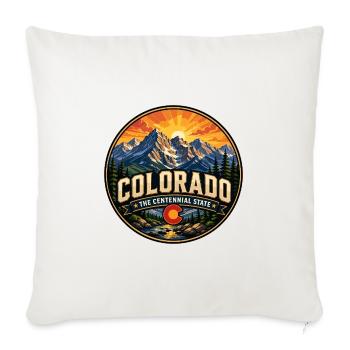 Colorado Centennial State Retro Mountain Abzeichen - Sofakissenbezug 45 x 45 cm - Naturweiß  - Vorne