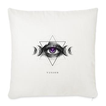 Geometrische Vision: Auge mit Mond-Symbolik - Sofakissenbezug 45 x 45 cm - Naturweiß  - Vorne