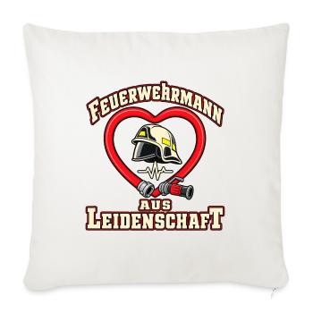 Feuerwehrmann aus Leidenschaft – Schlauchherz - Sofakissenbezug 45 x 45 cm - Naturweiß  - Vorne
