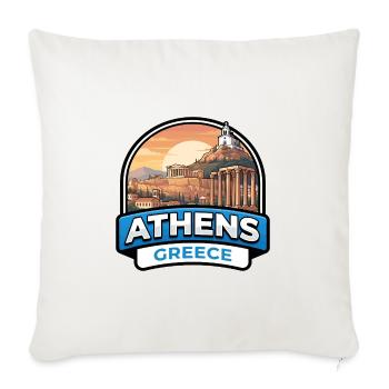 Athen Griechenland Reiseabzeichen Akropolis Parthenon - Sofakissenbezug 45 x 45 cm - Naturweiß  - Vorne