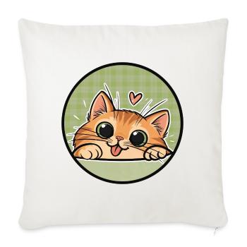 Orange Cat cute - Katze mit Kulleraugen - Sofakissenbezug 45 x 45 cm - Naturweiß  - Vorne