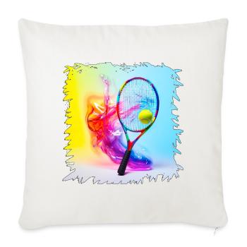 Farbenexplosion Tennisracket - Sofakissenbezug 45 x 45 cm - Naturweiß  - Vorne