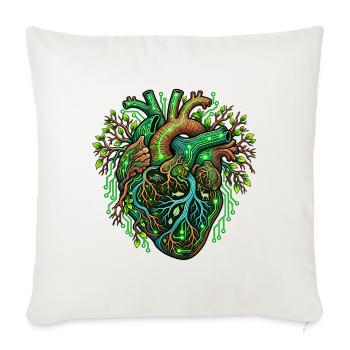 Umweltschutz – Grünes Herz zwischen Natur und Tech - Sofakissenbezug 45 x 45 cm - Naturweiß  - Vorne