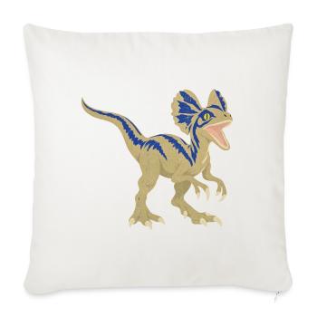 Azurblauer Dino mit Zackenmuster - Sofakissenbezug 45 x 45 cm - Naturweiß  - Vorne