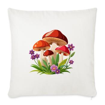 Pilze und Blumen - Sofakissenbezug 45 x 45 cm - Naturweiß  - Vorne