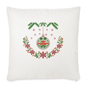 Weihnachtskranz mit Vogelbeeren - Sofakissenbezug 45 x 45 cm - Naturweiß  - Vorne