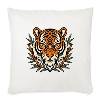 Tiger Kopf Bambus Muster Asien Raubkatze Shirt - Sofakissenbezug 45 x 45 cm - Naturweiß  - Vorne