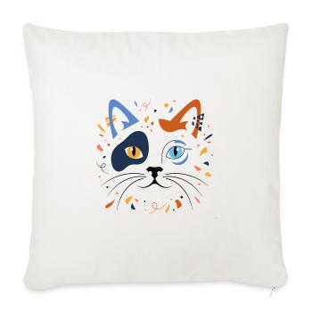 Katze Abstrakt Kunst Modern Katzenliebe T-Shirt - Sofakissenbezug 45 x 45 cm - Naturweiß  - Vorne