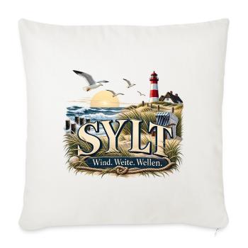 Sylt Strandwind Motiv - Sofakissenbezug 45 x 45 cm - Naturweiß  - Vorne