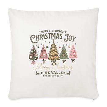 Merry Christmas Joy Tannenbaum Vintage Geschenk - Sofakissenbezug 45 x 45 cm - Naturweiß  - Vorne