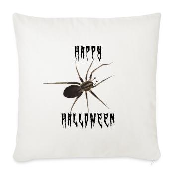 Happy Halloween Spinne - Gruselschrift - Sofakissenbezug 45 x 45 cm - Naturweiß  - Vorne