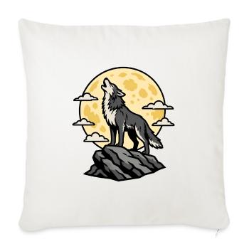Heulender Wolf Vollmond Nacht Wildnis Vektor Shirt - Sofakissenbezug 45 x 45 cm - Naturweiß  - Vorne