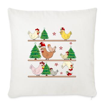 Weihnachten Hühnerstall Hühner - Sofakissenbezug 45 x 45 cm - Naturweiß  - Vorne