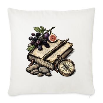 Botanisches Reisebuch - Sofakissenbezug 45 x 45 cm - Naturweiß  - Vorne